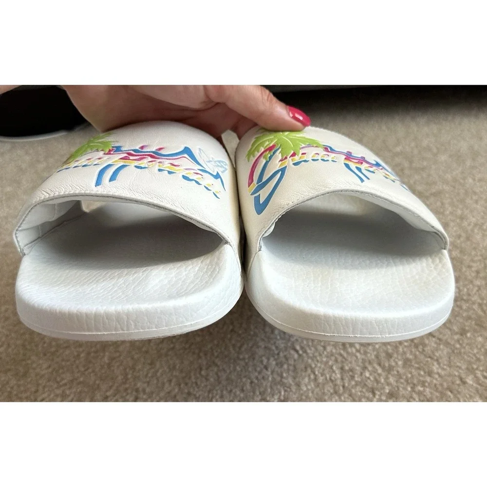 Gucci‎ Pursuit Slides Hawaii Men's UK 9 US 9.5 White Graphic Leather Upper Retro